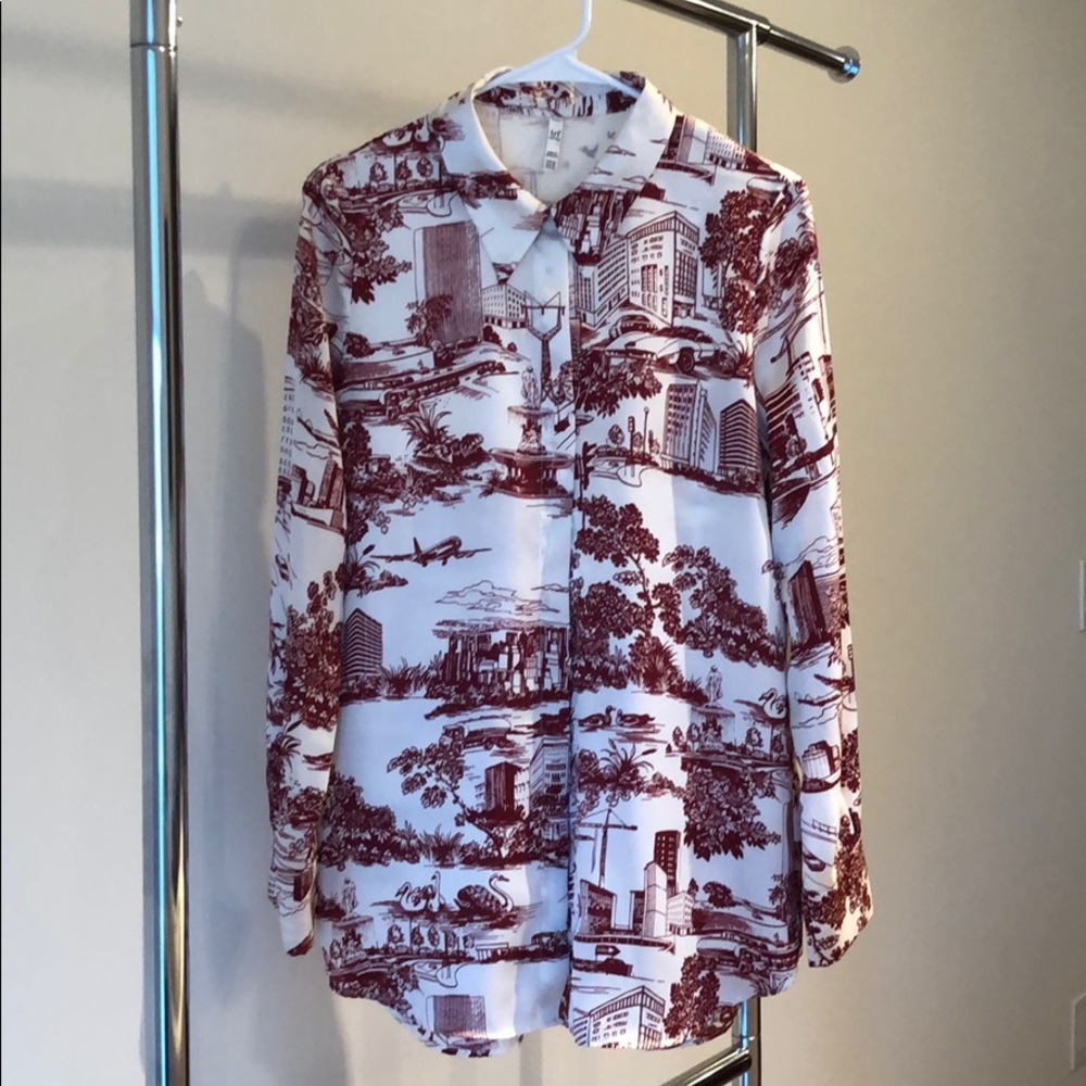 Zara Printed Buttoned Down Blouse // Sz. XS